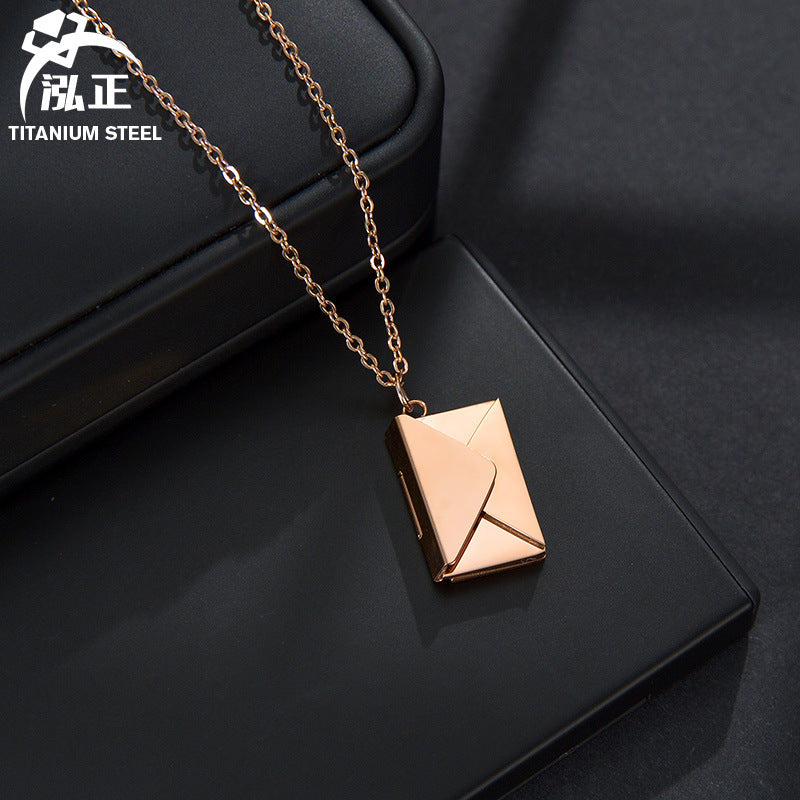 Wholesale Titanium Steel Openable Envelope Necklace